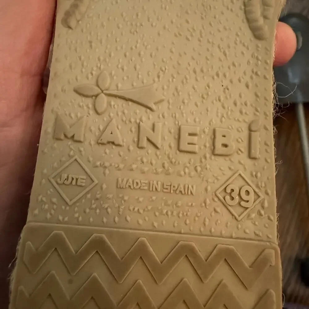 Manebí Suede Double Sole Platform Espadrilles Champagne Beige Size US 9 EU 39